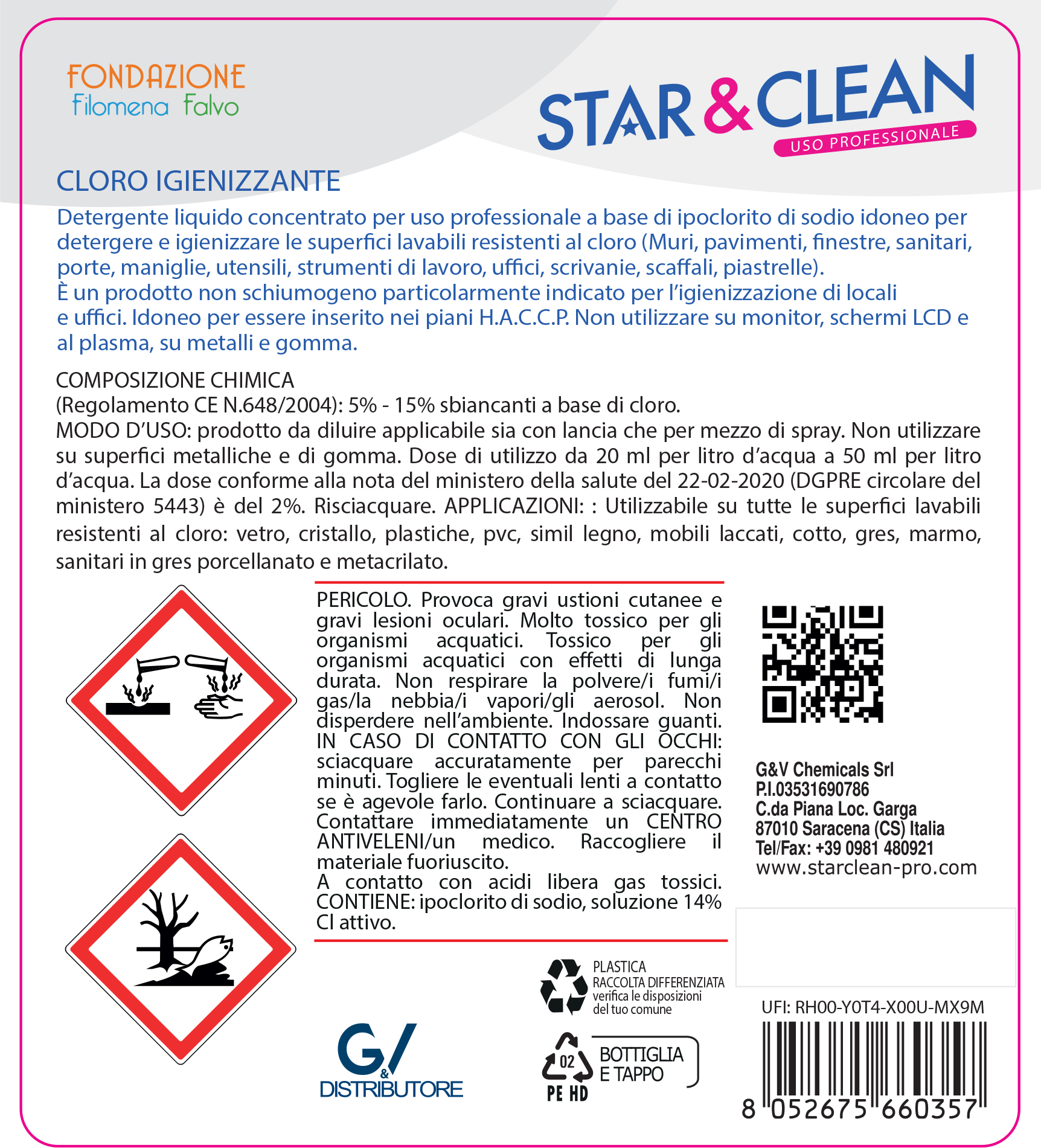 Detersivi concentrati - star clean 511 - cloro igienizzante